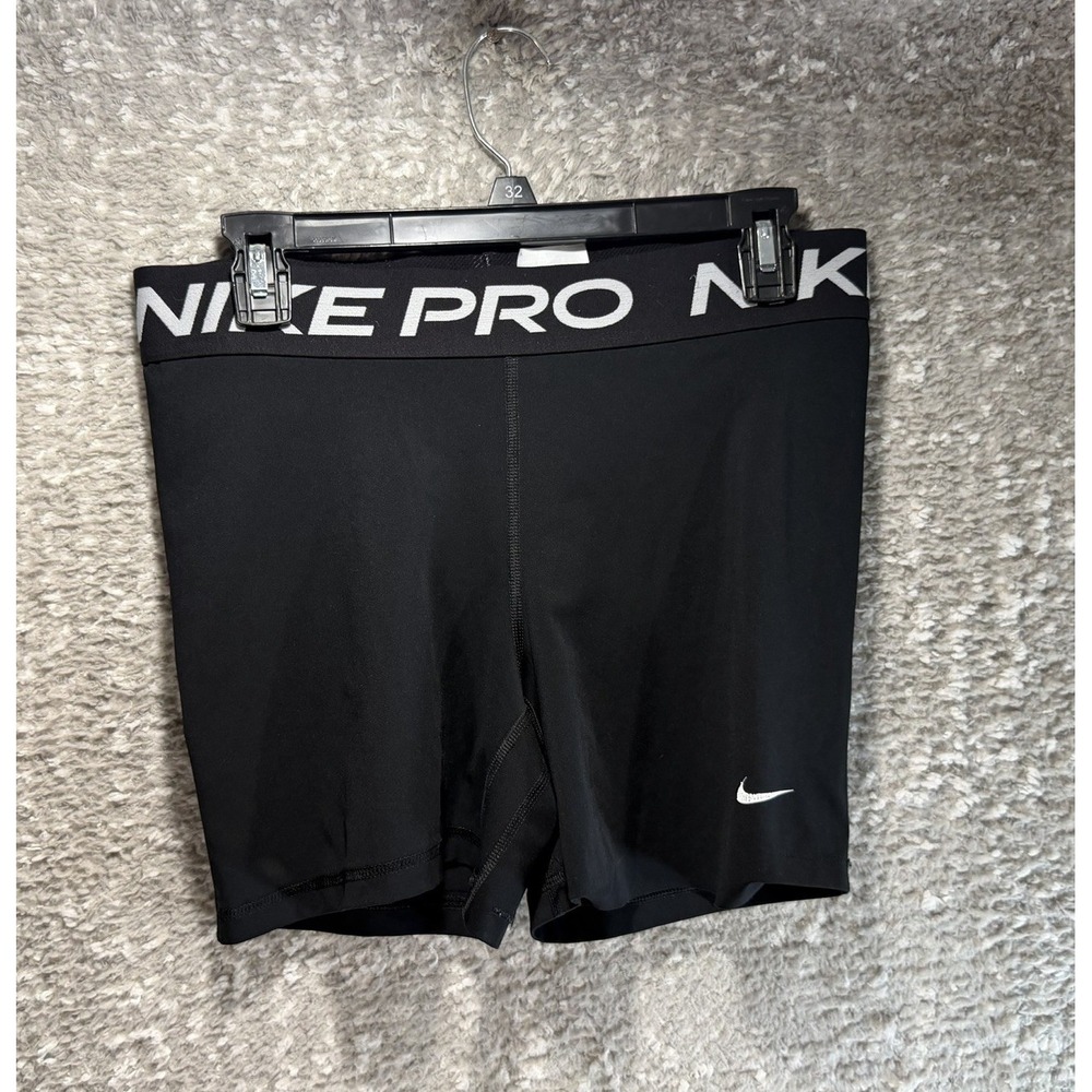 NIKE PRO Women Training Shorts Black 4.5 " Polyester Sports Sz Large